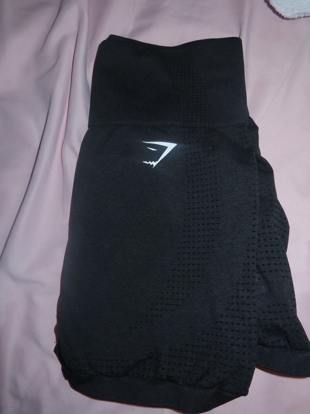 Gymshark Black High-Waist Athletic Shorts with Reflective Logo